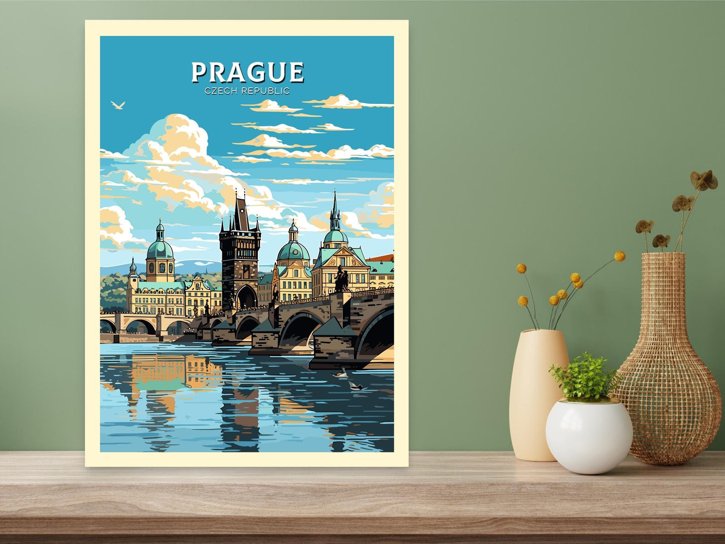 Prague Travel Print | Prague Illustration | Prague Art | Czech Republic Print | Prague Home Decor | Prague Poster | Charles Bridge | ID 598