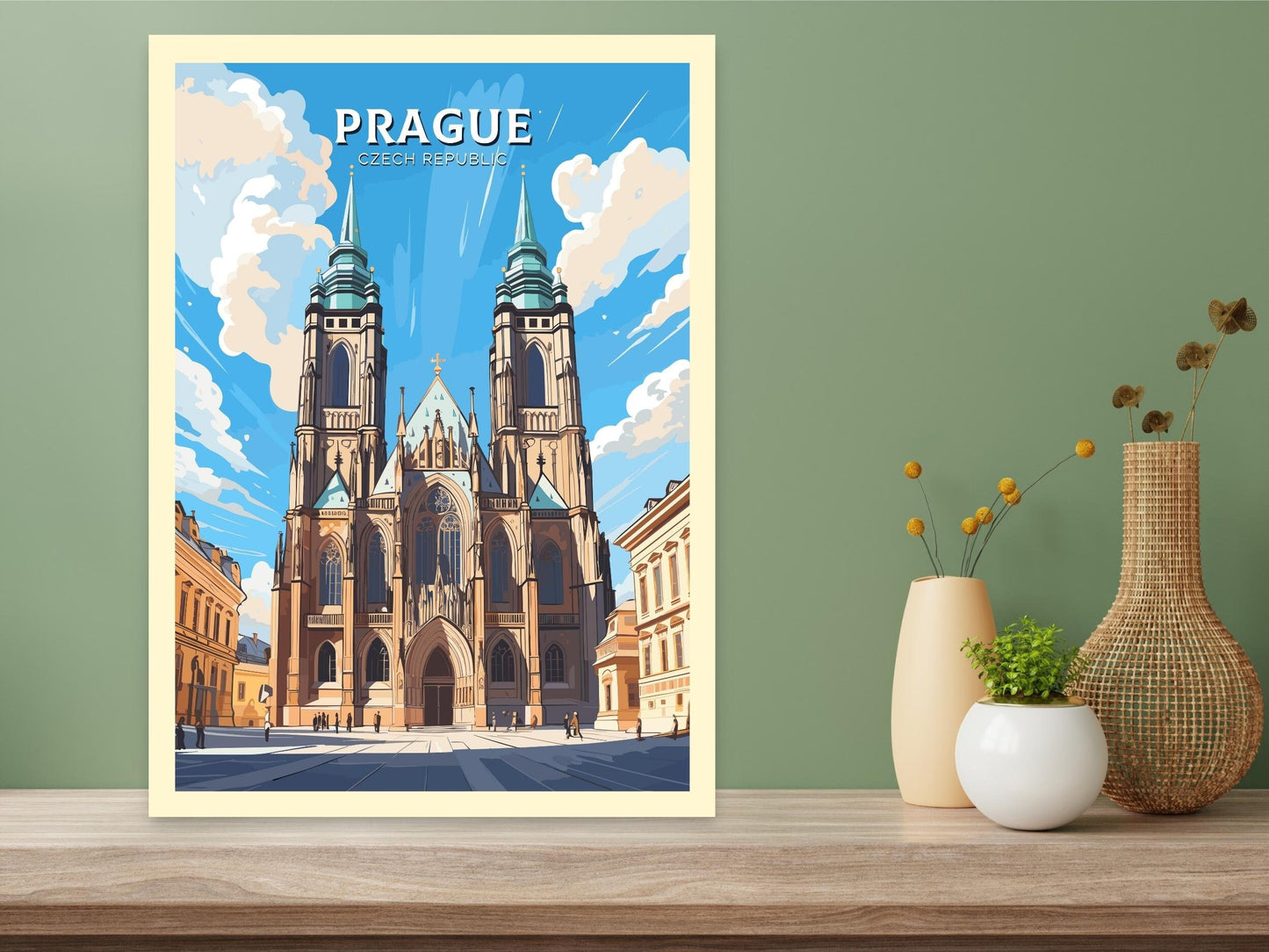 Prague Poster | Prague Travel Print | Prague Illustration | Prague Art | Czechia Print | Prague Home Decor | St. Vitus Cathedral | ID 650