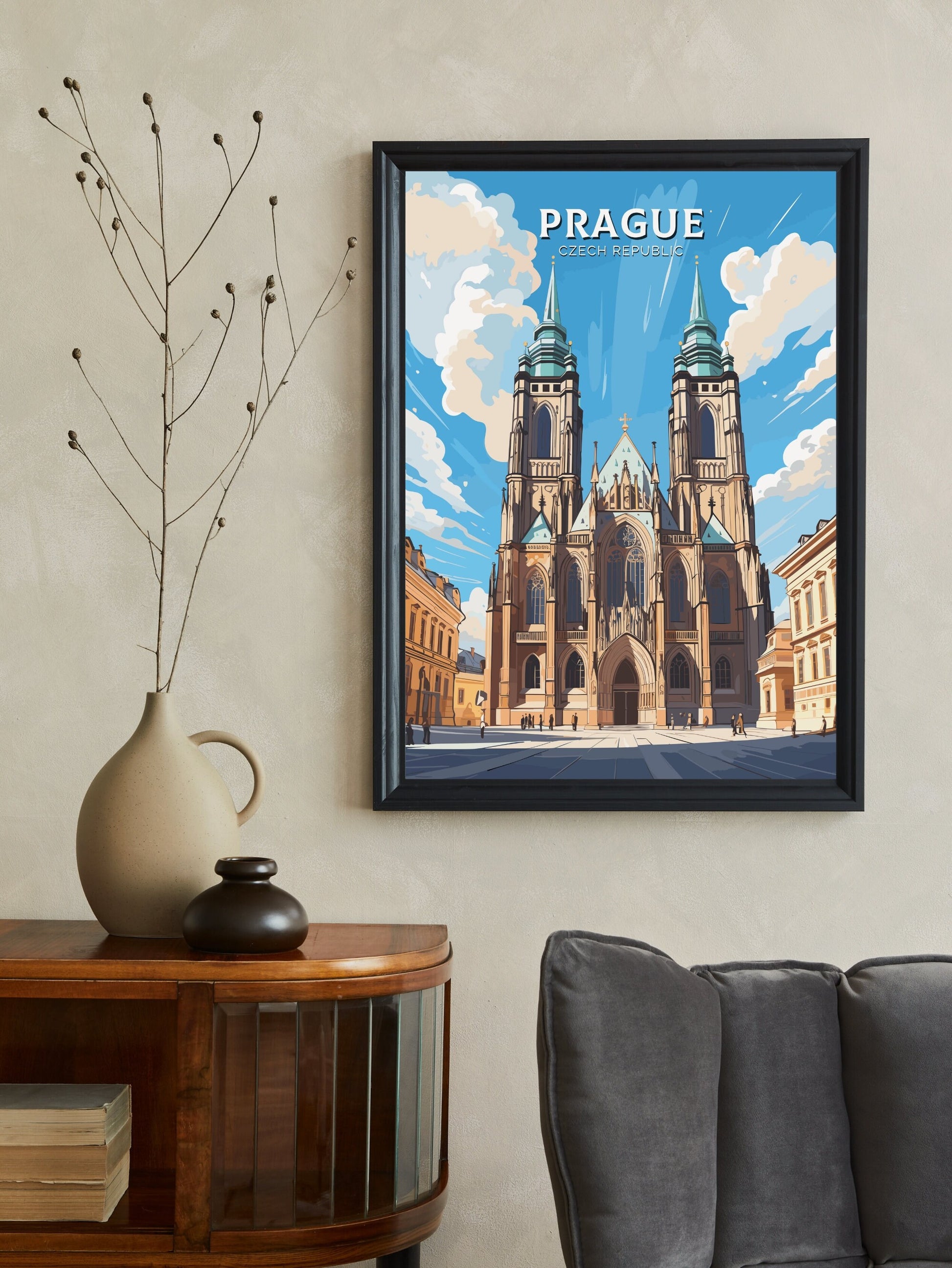 Prague Poster | Prague Travel Print | Prague Illustration | Prague Art | Czechia Print | Prague Home Decor | St. Vitus Cathedral | ID 650