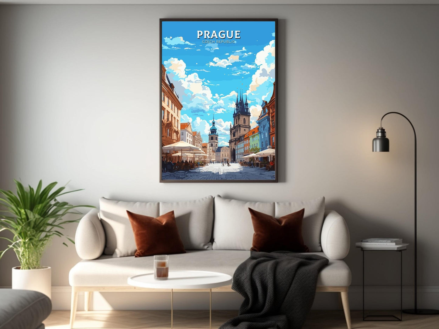 Prague Travel Poster | Prague Illustration | Prague Print | Prague Wall Art | Czechia Print | Prague Home Decor | Old Town Square | ID 654