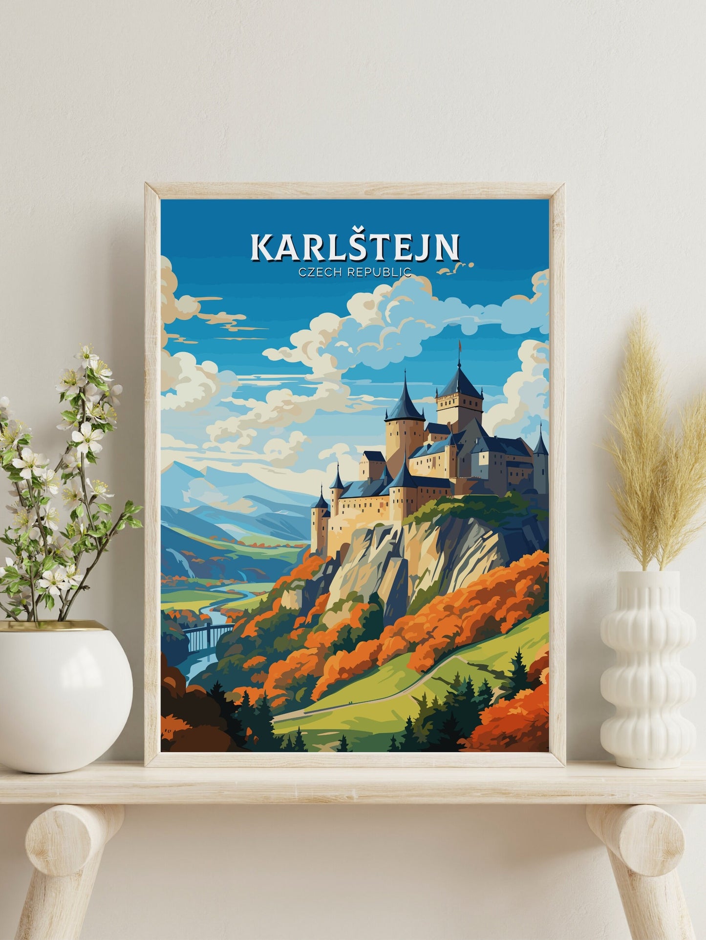 Karlštejn Poster | Karlštejn Print | Karlštejn Illustration | Karlštejn Castle Wall Art | Czechia Print | Karlštejn Castle Poster | ID 656