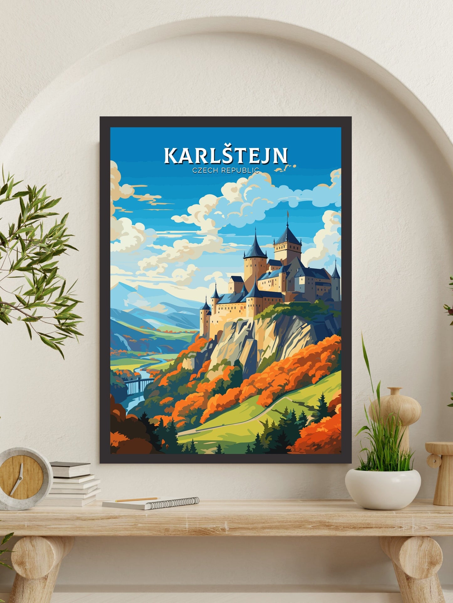 Karlštejn Poster | Karlštejn Print | Karlštejn Illustration | Karlštejn Castle Wall Art | Czechia Print | Karlštejn Castle Poster | ID 656