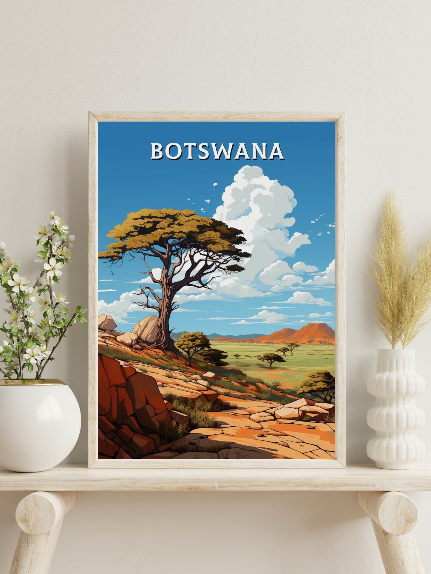 Botswana Travel Print | Botswana Illustration | Botswana Wall Art | Africa Print | Botswana Decor | Botswana Poster | Tsodilo Hills | ID 630