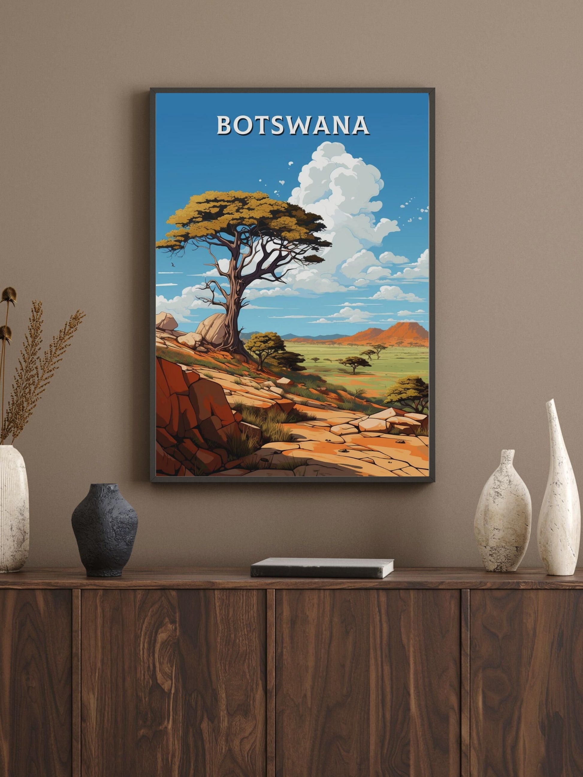 Botswana Travel Print | Botswana Illustration | Botswana Wall Art | Africa Print | Botswana Decor | Botswana Poster | Tsodilo Hills | ID 630