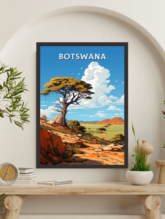 Botswana Travel Print | Botswana Illustration | Botswana Wall Art | Africa Print | Botswana Decor | Botswana Poster | Tsodilo Hills | ID 630
