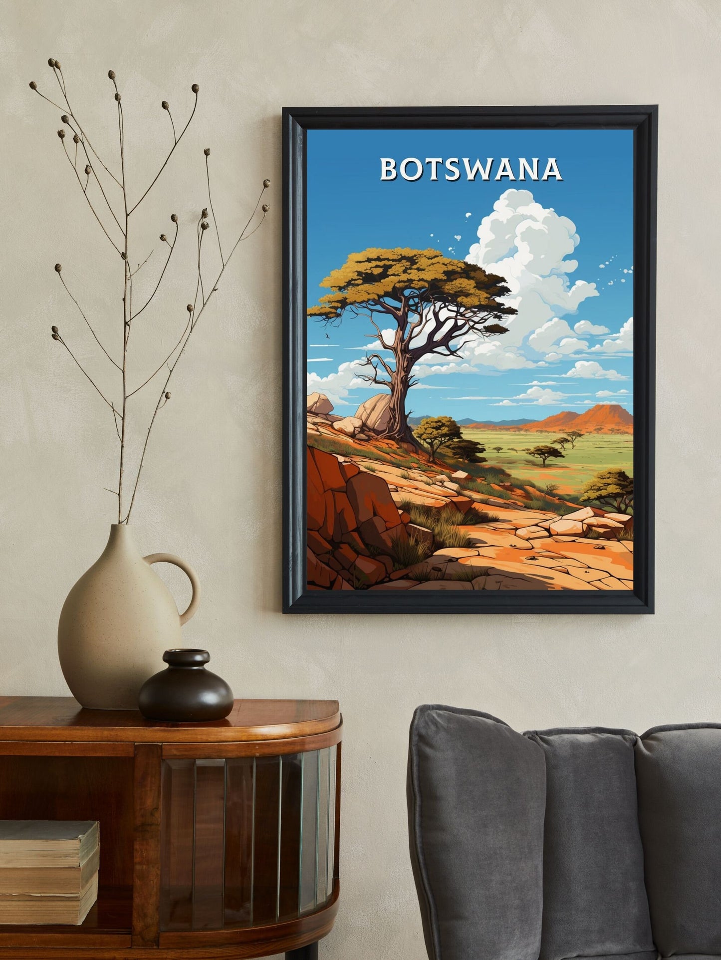 Botswana Travel Print | Botswana Illustration | Botswana Wall Art | Africa Print | Botswana Decor | Botswana Poster | Tsodilo Hills | ID 630