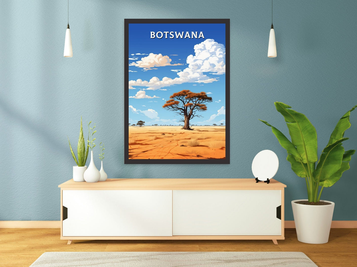 Botswana Travel Print | Botswana Illustration | Botswana Wall Art | Africa Print | Botswana Decor | Botswana Poster | Kalahari Game | ID 631