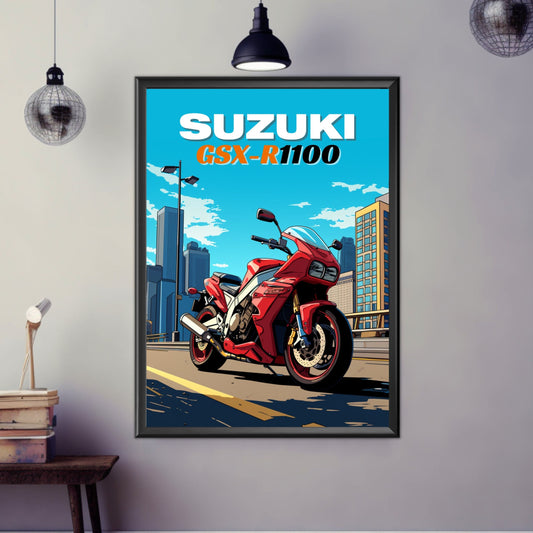 Suzuki GSXR-1100 Print, Suzuki GSXR-1100 Poster, Motorcycle Print, Motorbike Print, Bike Art, Bike Poster, Classic Bike Print, Vintage Bike