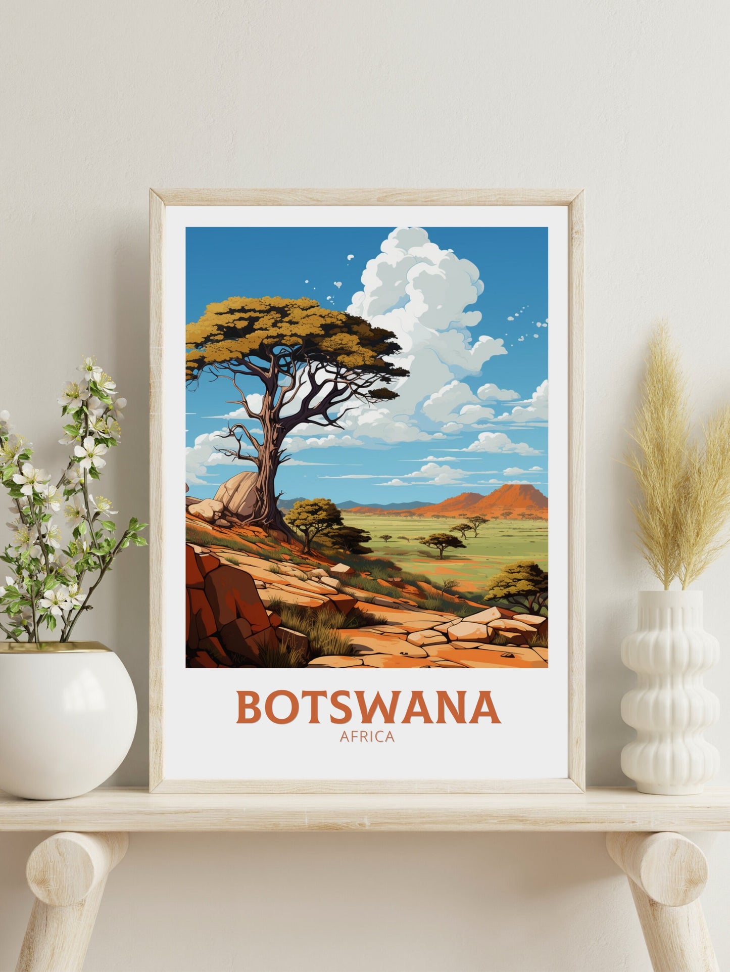 Botswana Travel Poster | Botswana Illustration | Botswana Wall Art | Africa Poster | Botswana Art | Botswana Print | Tsodilo Hills | ID 641