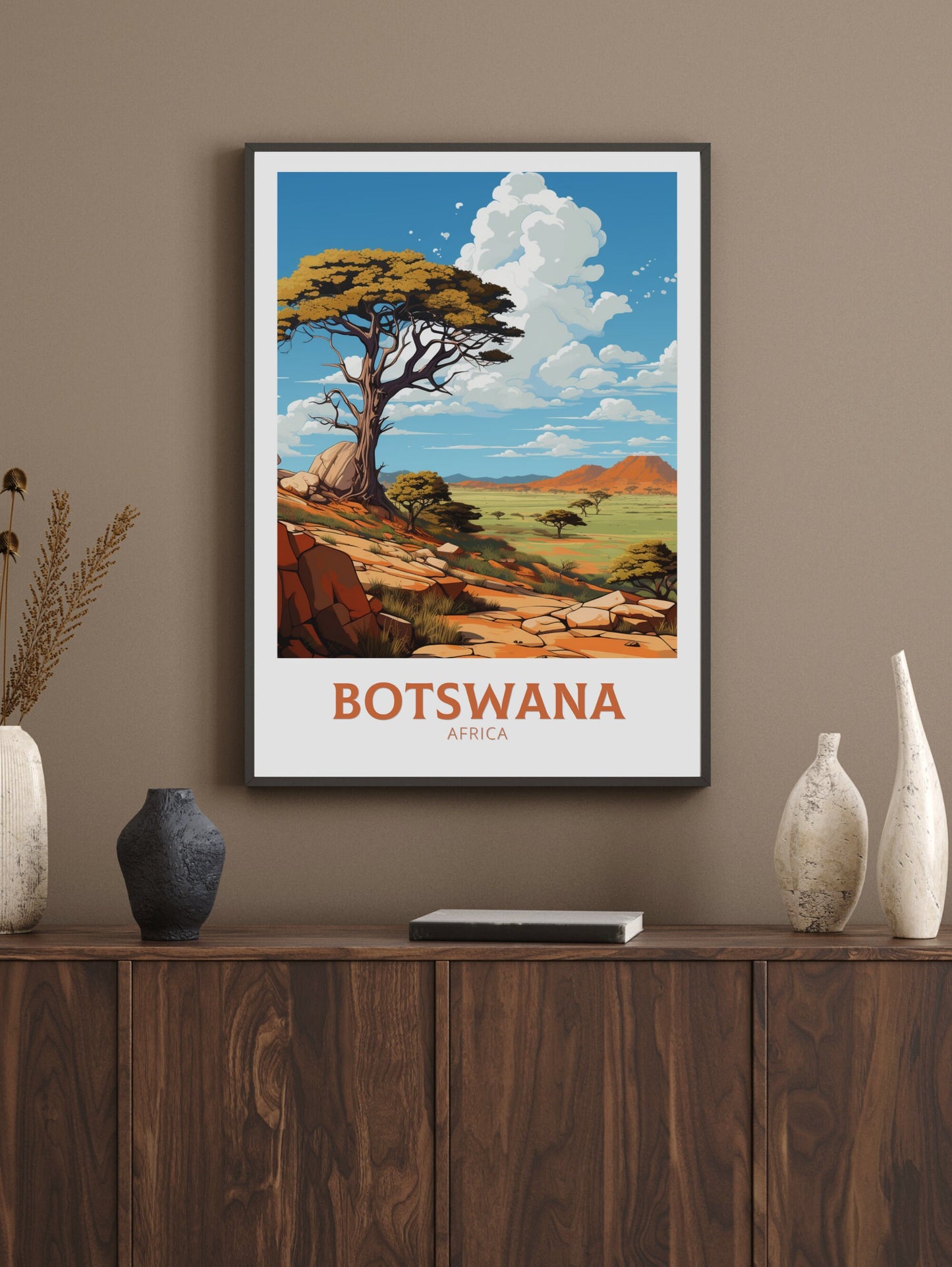 Botswana Travel Poster | Botswana Illustration | Botswana Wall Art | Africa Poster | Botswana Art | Botswana Print | Tsodilo Hills | ID 641