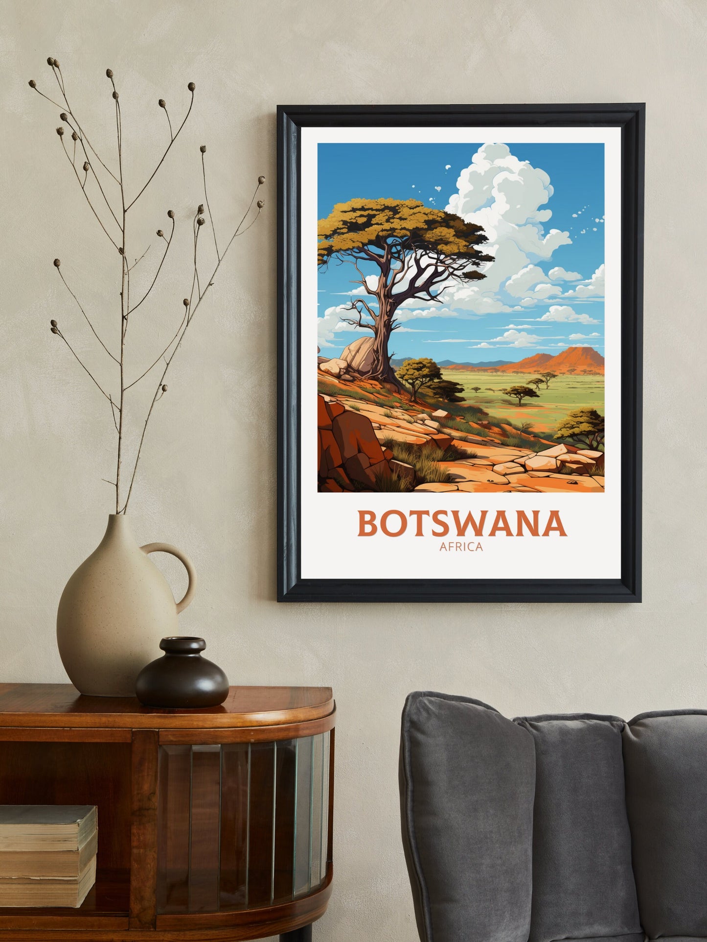 Botswana Travel Poster | Botswana Illustration | Botswana Wall Art | Africa Poster | Botswana Art | Botswana Print | Tsodilo Hills | ID 641