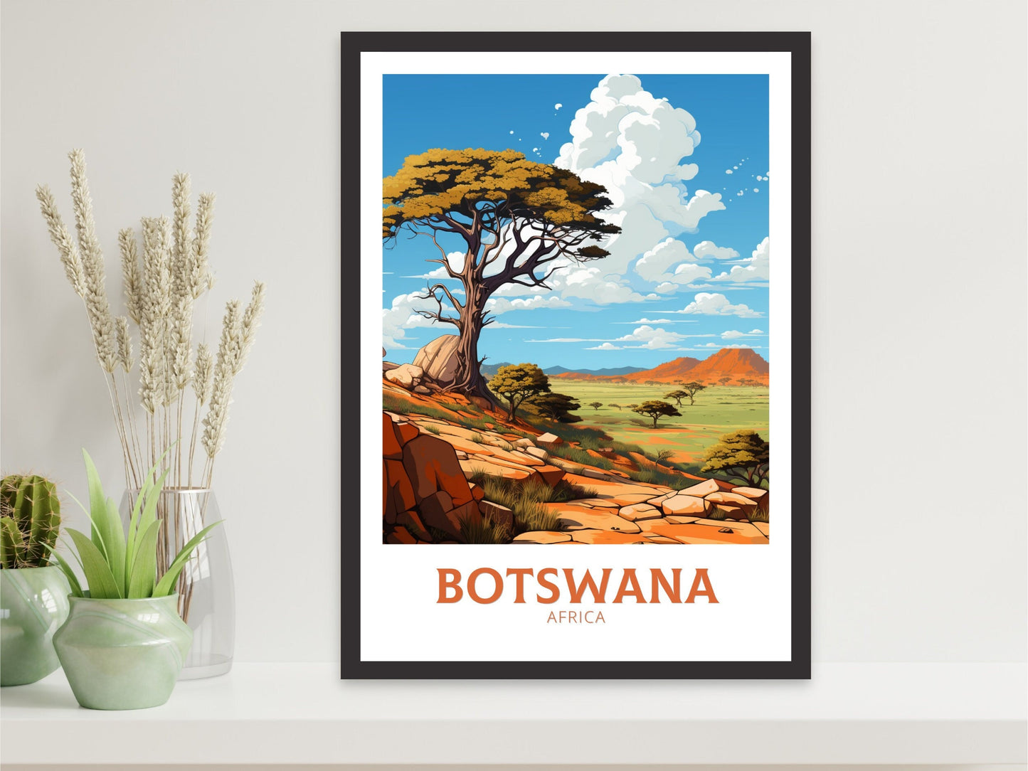 Botswana Travel Poster | Botswana Illustration | Botswana Wall Art | Africa Poster | Botswana Art | Botswana Print | Tsodilo Hills | ID 641