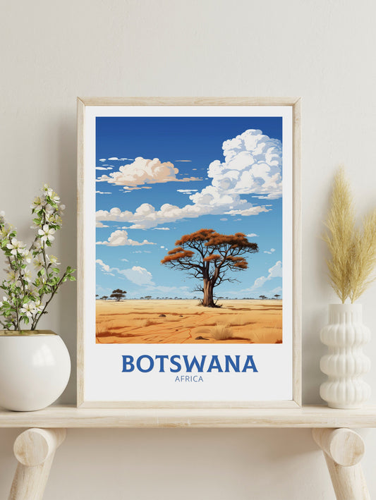Botswana Travel Poster | Botswana Illustration | Botswana Wall Art | Africa Poster | Botswana Art | Botswana Print | Kalahari Game | ID 640