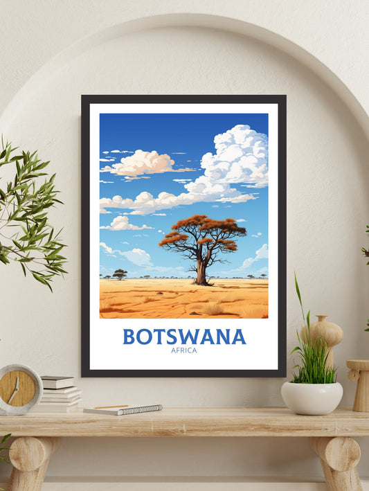 Botswana Travel Poster | Botswana Illustration | Botswana Wall Art | Africa Poster | Botswana Art | Botswana Print | Kalahari Game | ID 640
