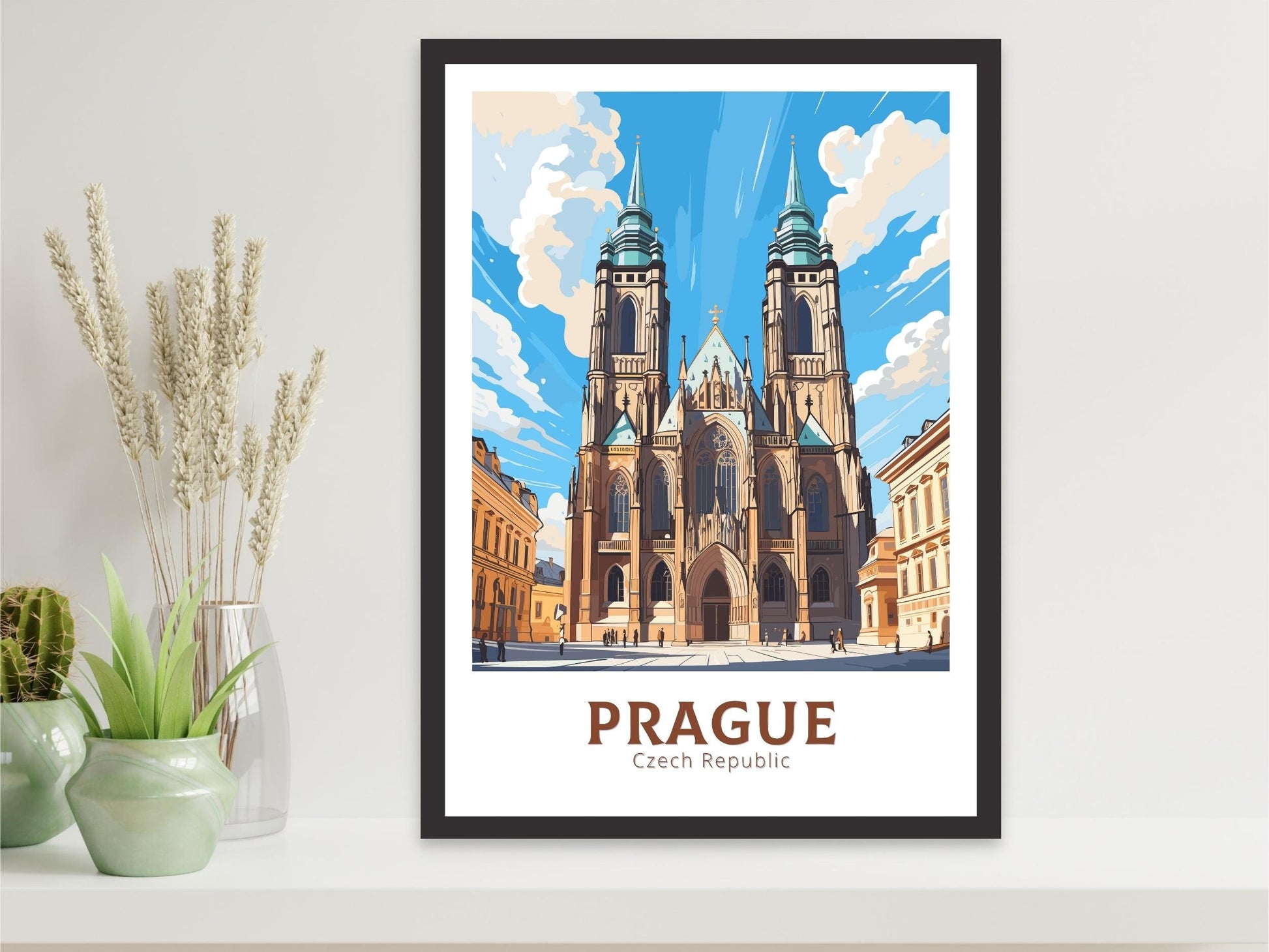 Prague Poster | Prague Illustration | Prague Travel Print | Prague Art | Czechia Print | Prague Home Decor | St. Vitus Cathedral | ID 651