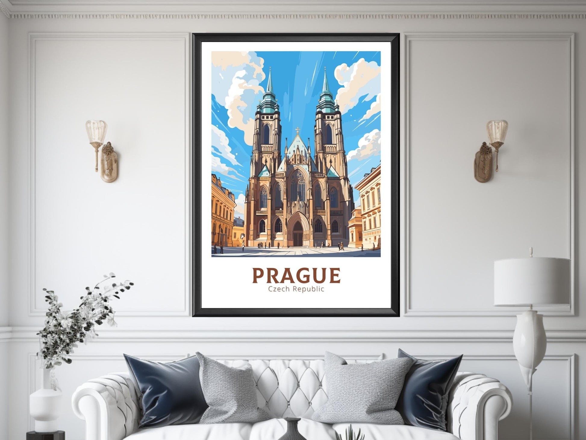 Prague Poster | Prague Illustration | Prague Travel Print | Prague Art | Czechia Print | Prague Home Decor | St. Vitus Cathedral | ID 651