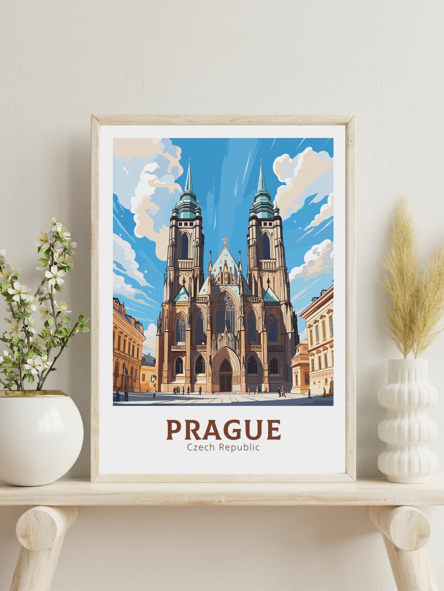 Prague Poster | Prague Illustration | Prague Travel Print | Prague Art | Czechia Print | Prague Home Decor | St. Vitus Cathedral | ID 651