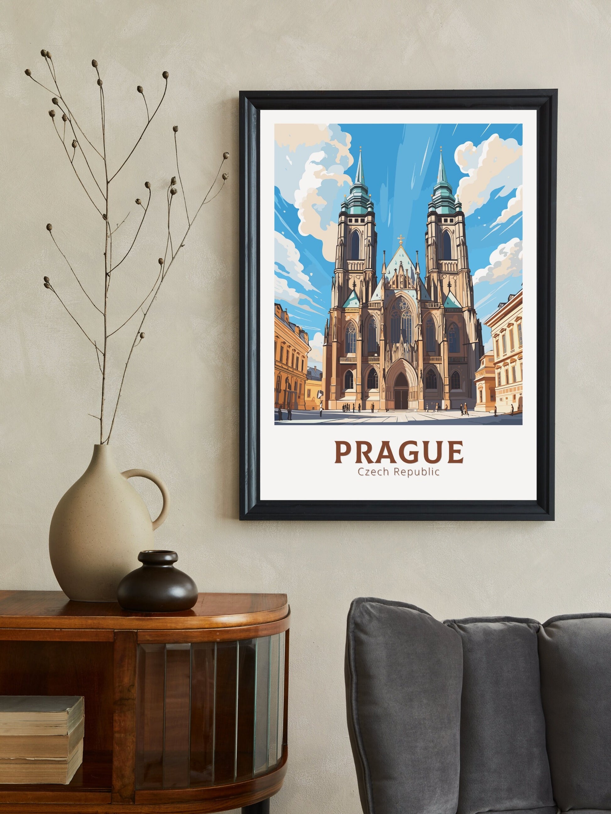 Prague Poster | Prague Illustration | Prague Travel Print | Prague Art | Czechia Print | Prague Home Decor | St. Vitus Cathedral | ID 651