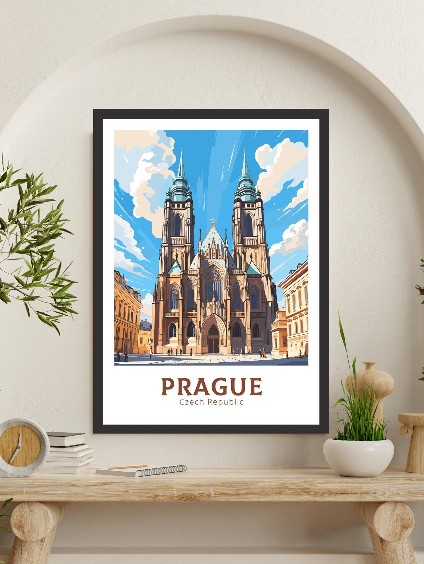 Prague Poster | Prague Illustration | Prague Travel Print | Prague Art | Czechia Print | Prague Home Decor | St. Vitus Cathedral | ID 651