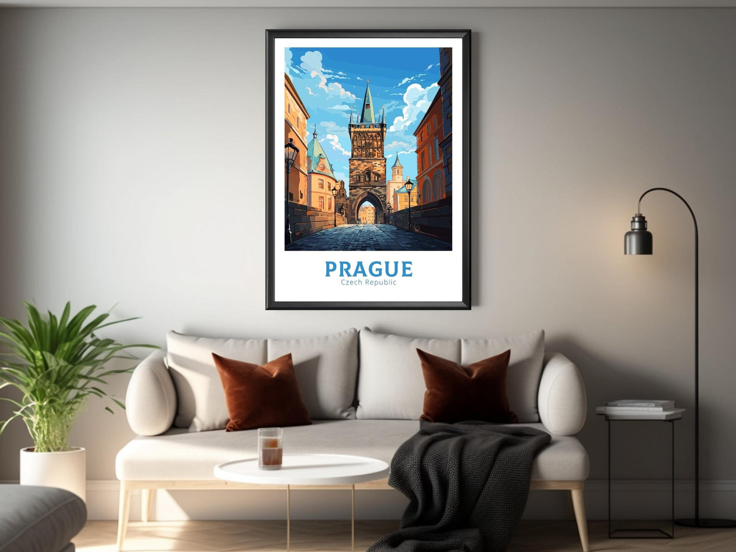 Prague Travel Poster | Prague Wall Art | Prague Print | Prague Illustration | Czechia Print | Prague Home Decor | Powder Tower | ID 653