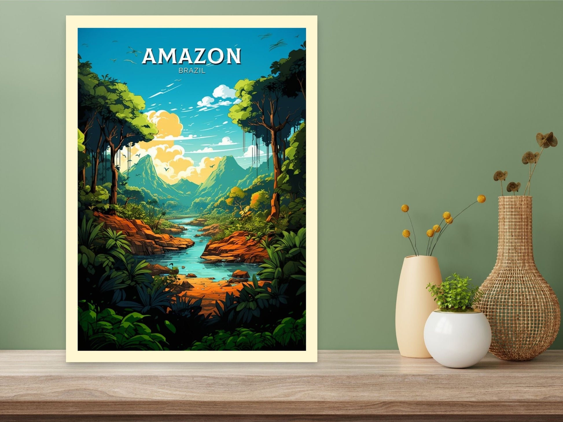 Amazon Forest Travel poster | Amazon Forest Print | Brazil Wall Art | Amazon Forest Brazil travel print | Housewarming gift | ID 644