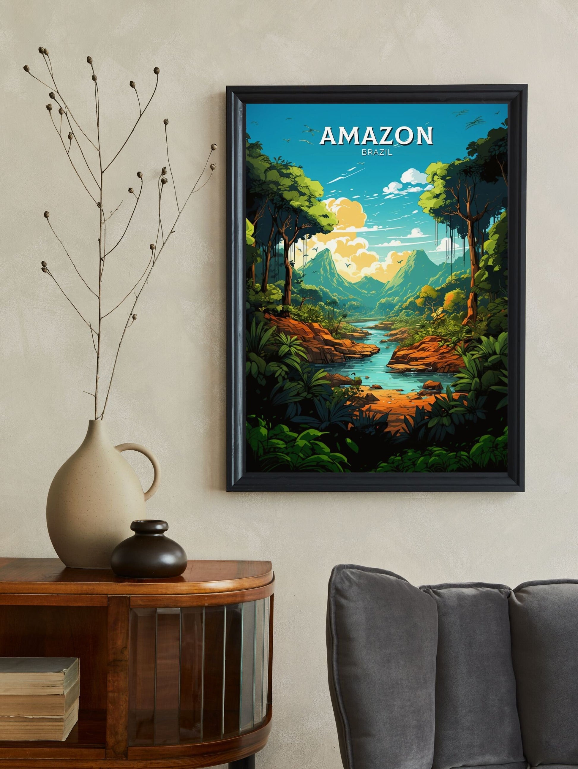 Amazon Forest Travel poster | Amazon Forest Print | Brazil Wall Art | Amazon Forest Brazil travel print | Housewarming gift | ID 644