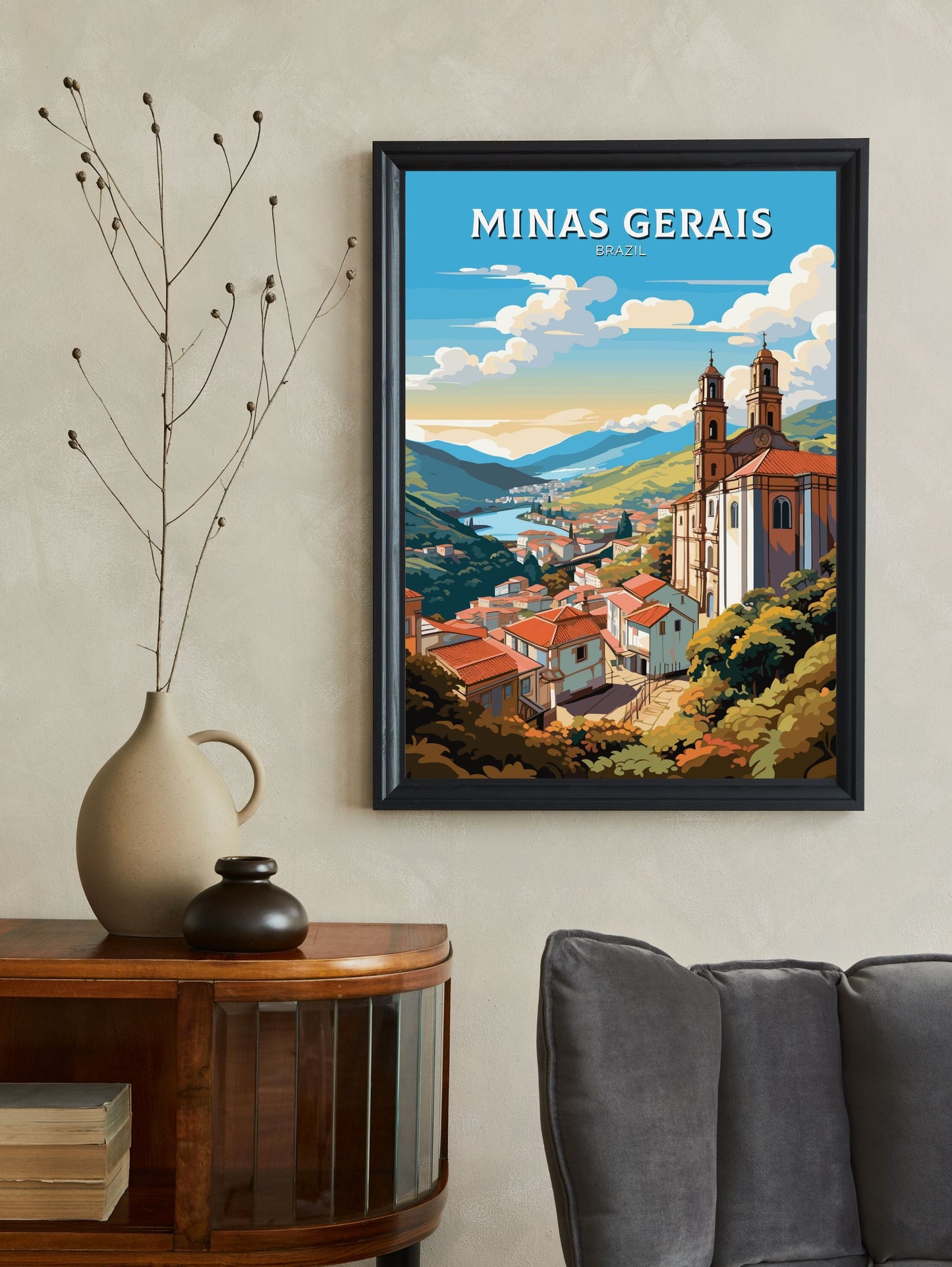 Minas Gerais Poster | Ouro Preto Print | Brazil Wall Art | Minas Gerais Brazil travel print | Birthday gift | Ouro Preto Brazil Art | ID 648