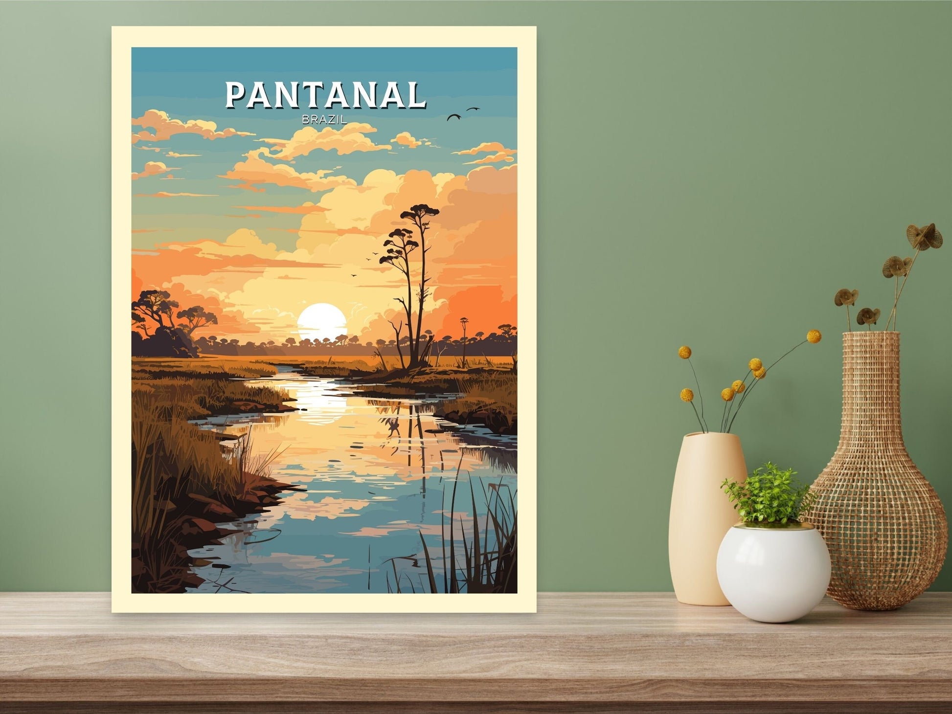 Pantanal Travel poster | Pantanal Print | Brazil Wall Art | Pantanal Brazil travel print | Housewarming gift Pantanal Brazil Print |ID 649