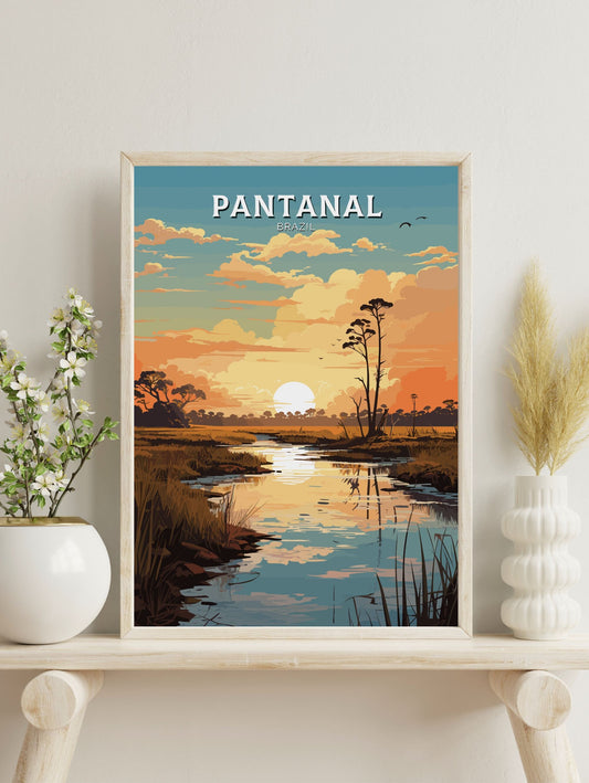 Pantanal Travel poster | Pantanal Print | Brazil Wall Art | Pantanal Brazil travel print | Housewarming gift Pantanal Brazil Print |ID 649