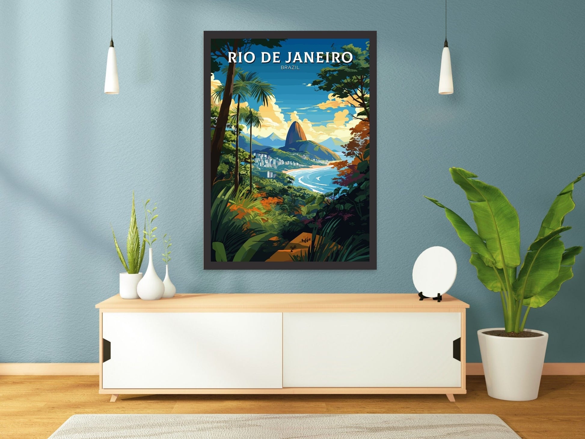 Rio De Janeiro Travel poster | Rio De Janeiro Print | Brazil Wall Art | Sugarloaf Mountain Rio de Janeiro Print | Housewarming gift | ID 670