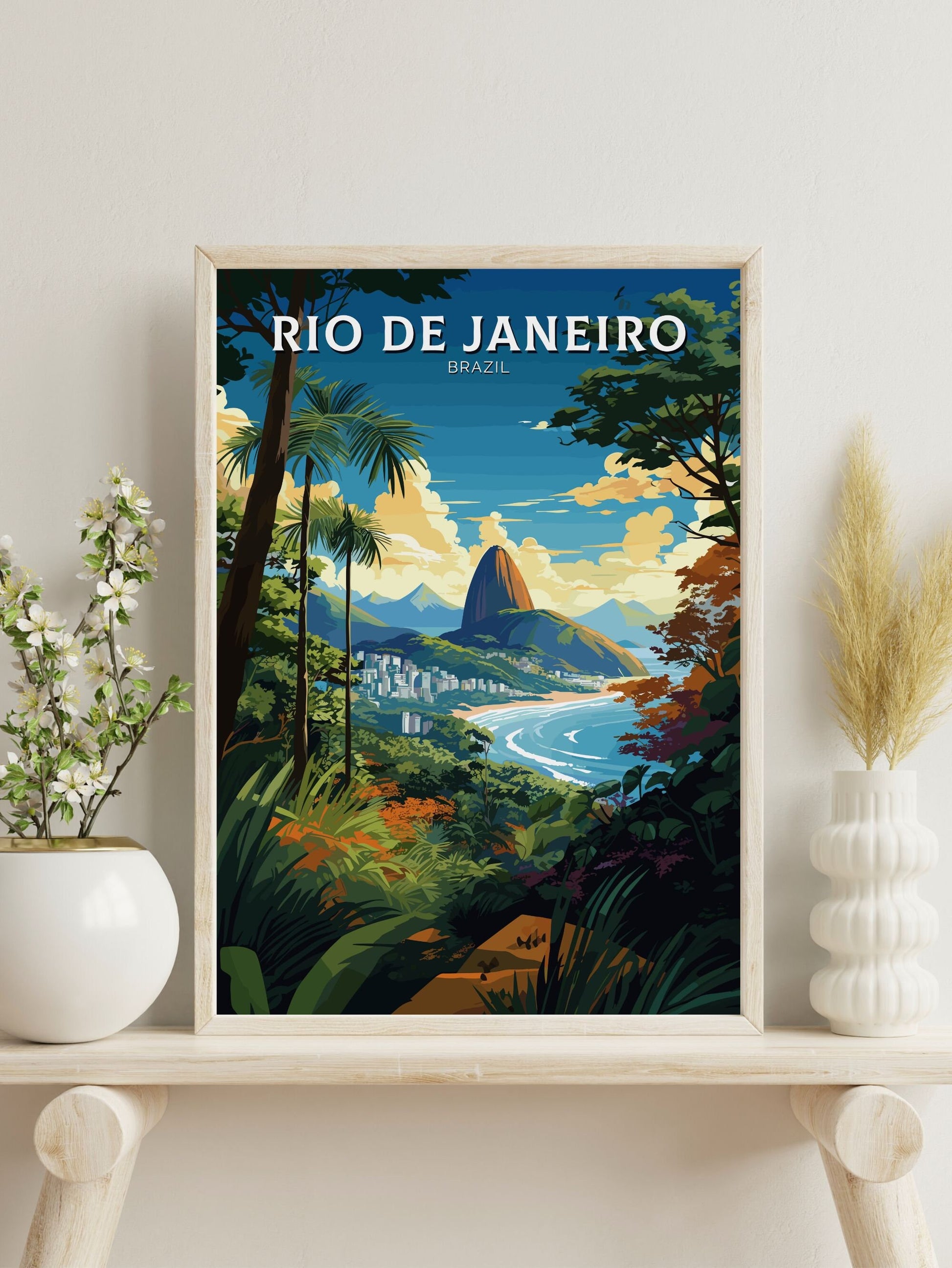 Rio De Janeiro Travel poster | Rio De Janeiro Print | Brazil Wall Art | Sugarloaf Mountain Rio de Janeiro Print | Housewarming gift | ID 670