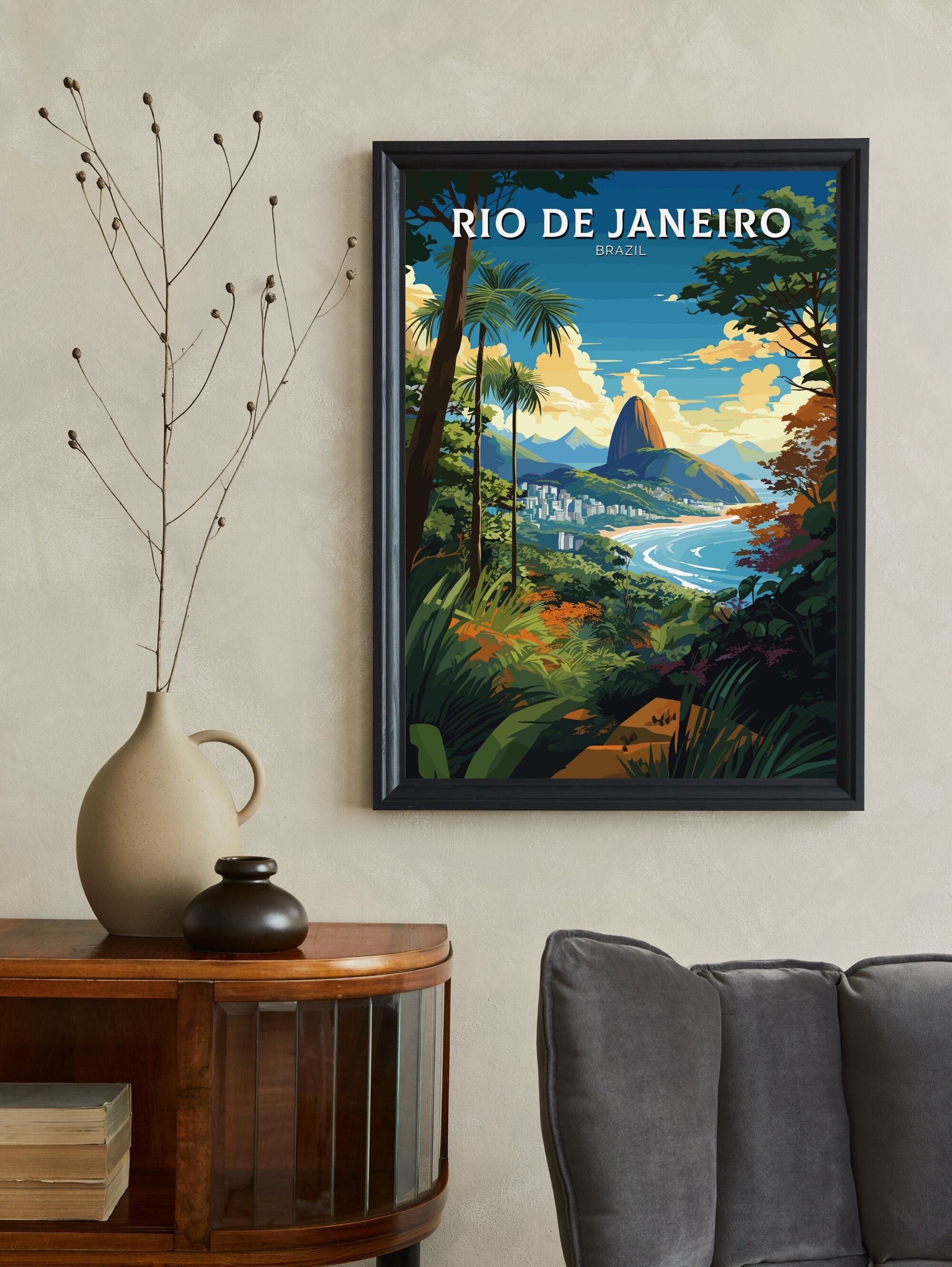 Rio De Janeiro Travel poster | Rio De Janeiro Print | Brazil Wall Art | Sugarloaf Mountain Rio de Janeiro Print | Housewarming gift | ID 670