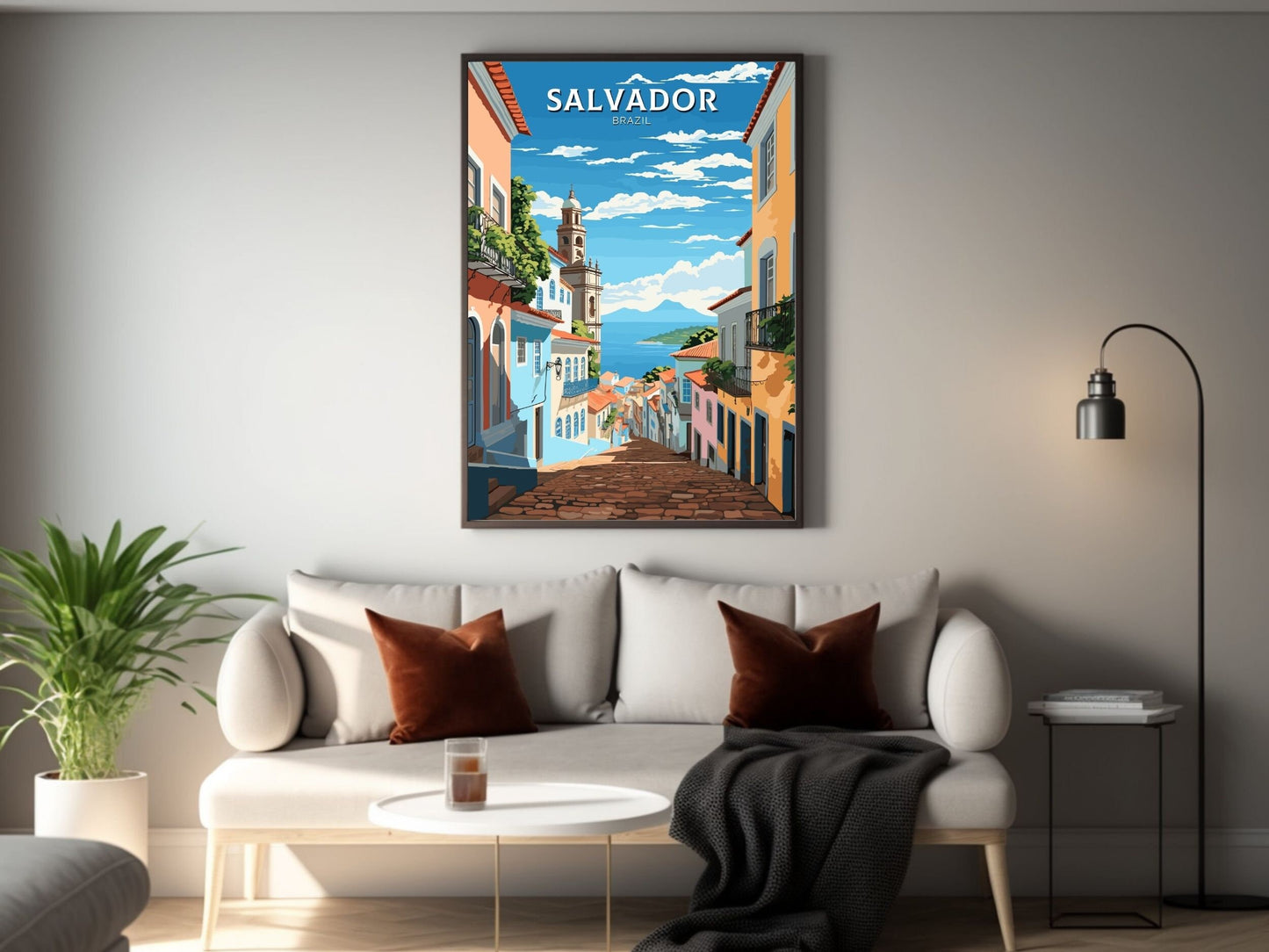 Salvador Travel Poster | Salvador Print | Brazil Wall Art | Salvador Brazil travel print | Housewarming gift | Salvador Wall Art | ID 671