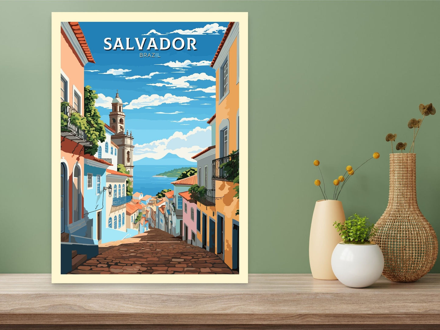 Salvador Travel Poster | Salvador Print | Brazil Wall Art | Salvador Brazil travel print | Housewarming gift | Salvador Wall Art | ID 671