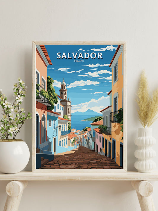 Salvador Travel Poster | Salvador Print | Brazil Wall Art | Salvador Brazil travel print | Housewarming gift | Salvador Wall Art | ID 671