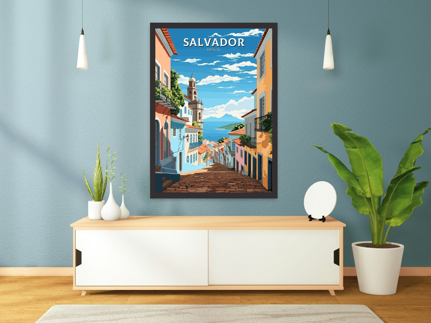 Salvador Travel Poster | Salvador Print | Brazil Wall Art | Salvador Brazil travel print | Housewarming gift | Salvador Wall Art | ID 671