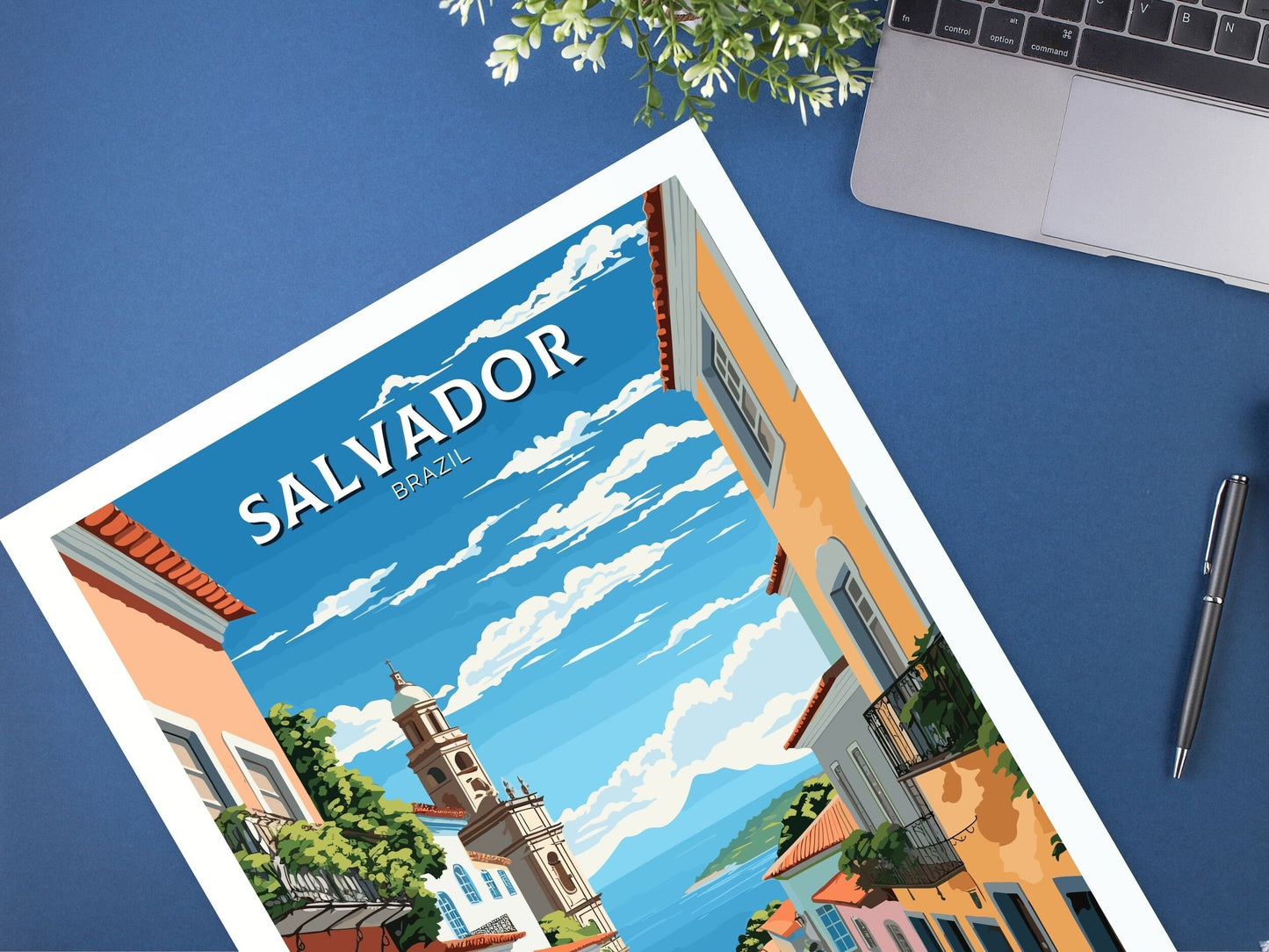 Salvador Travel Poster | Salvador Print | Brazil Wall Art | Salvador Brazil travel print | Housewarming gift | Salvador Wall Art | ID 671