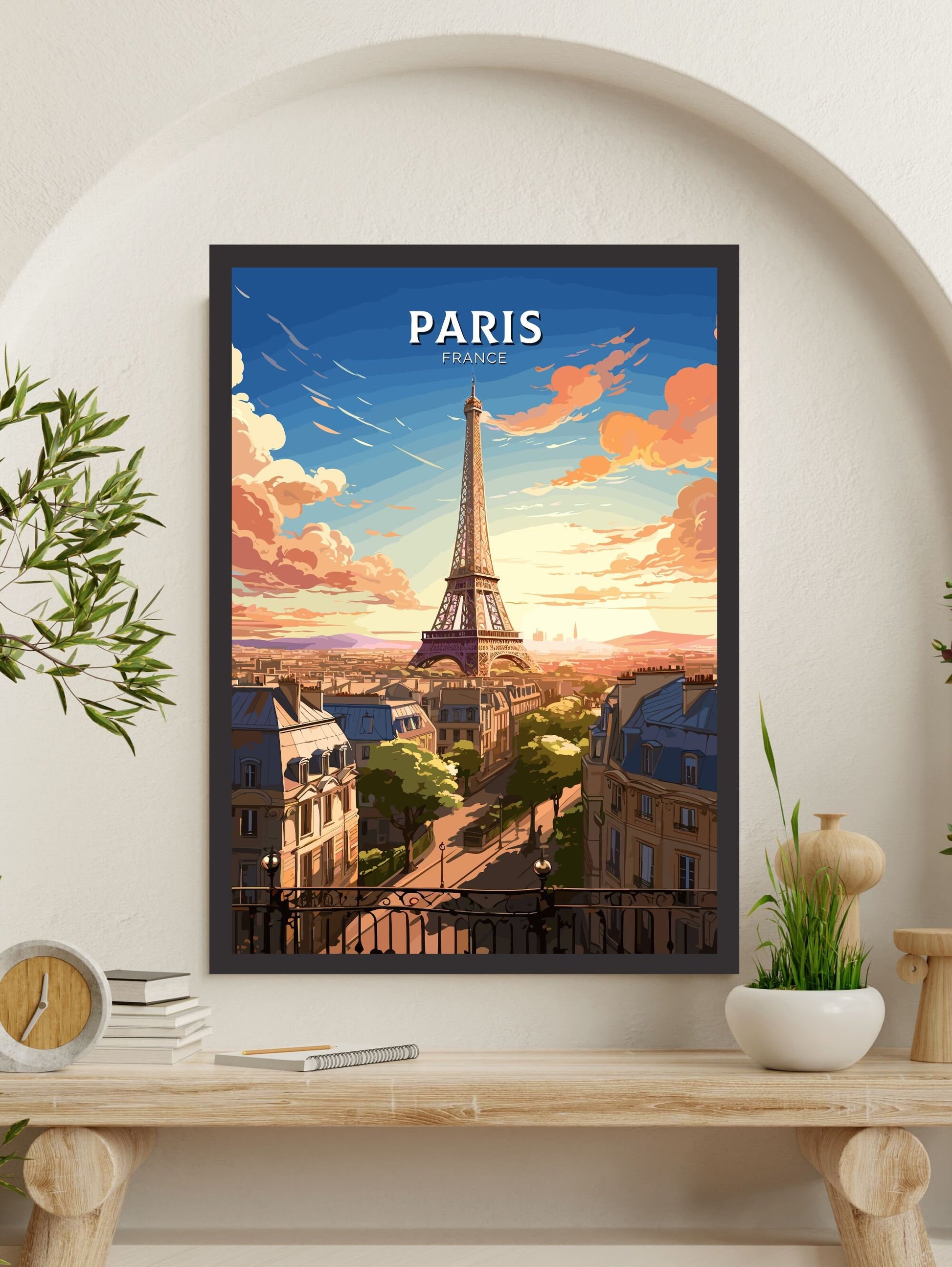 Paris Travel Print | Paris Illustration | Eiffel Tower Poster | Paris Art | France Print | Eiffel Tower Poster | Paris Affiche | ID 672