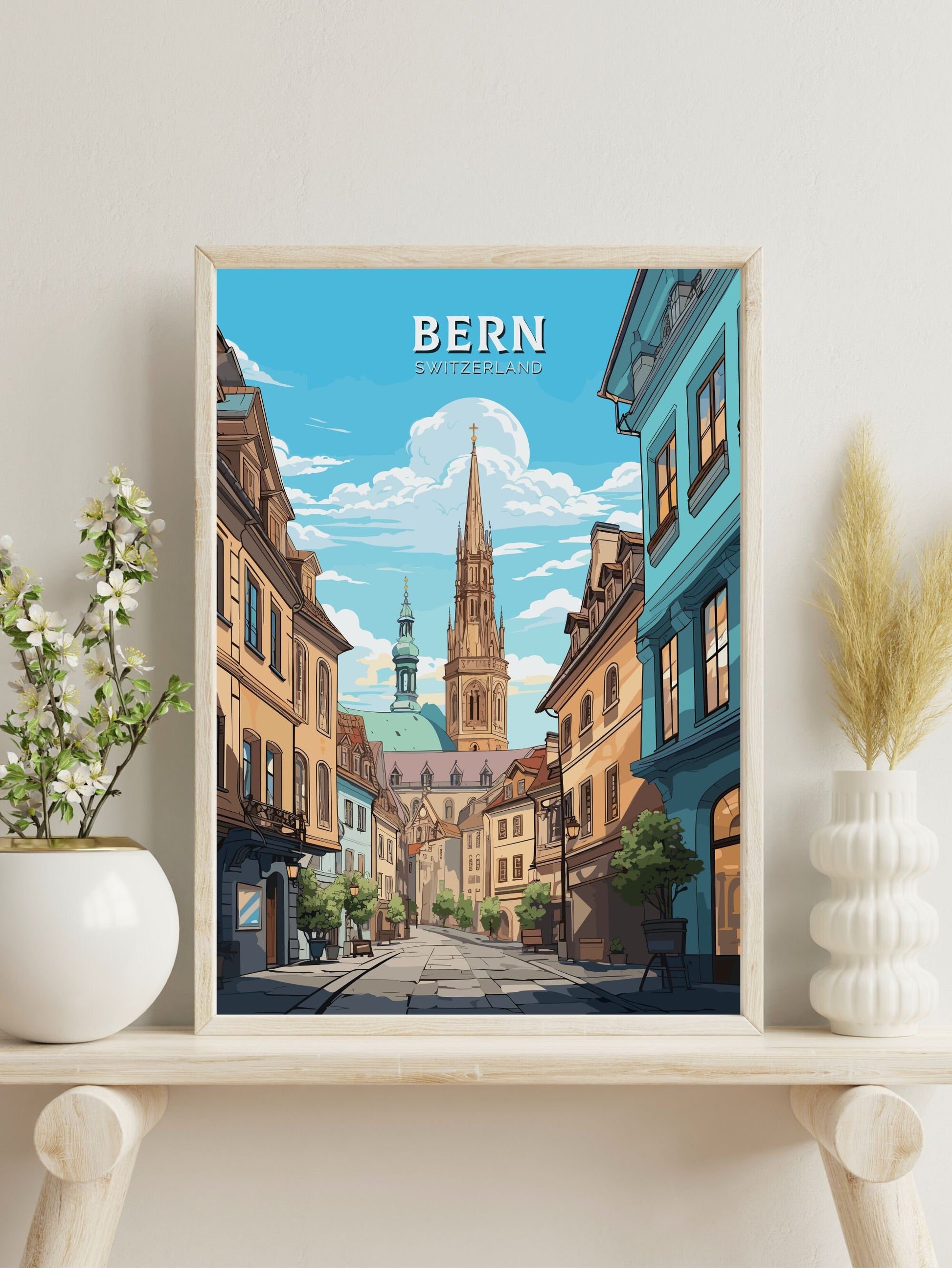 Bern Travel Poster | Bern Travel Print | Bern Illustration | Bern Wall Art | Switzerland Print | Bern Artwork | Switzerland Poster | ID 673