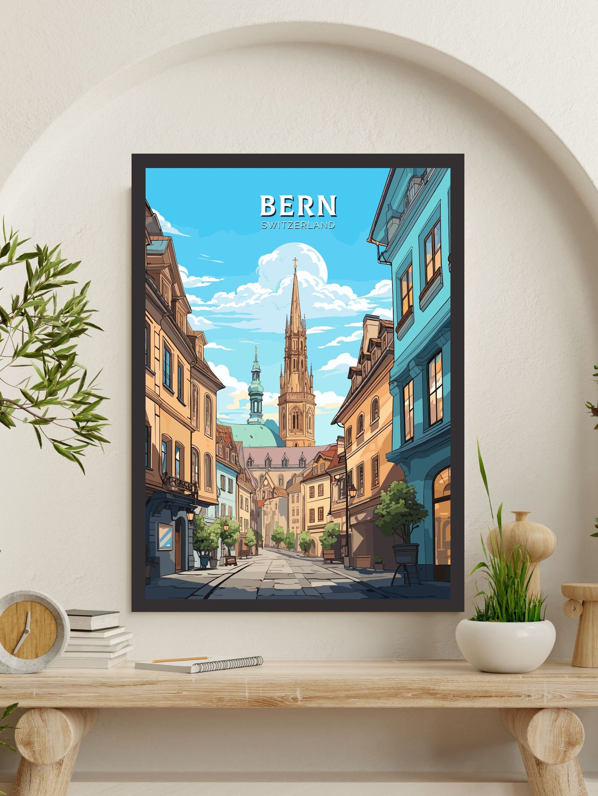 Bern Travel Poster | Bern Travel Print | Bern Illustration | Bern Wall Art | Switzerland Print | Bern Artwork | Switzerland Poster | ID 673