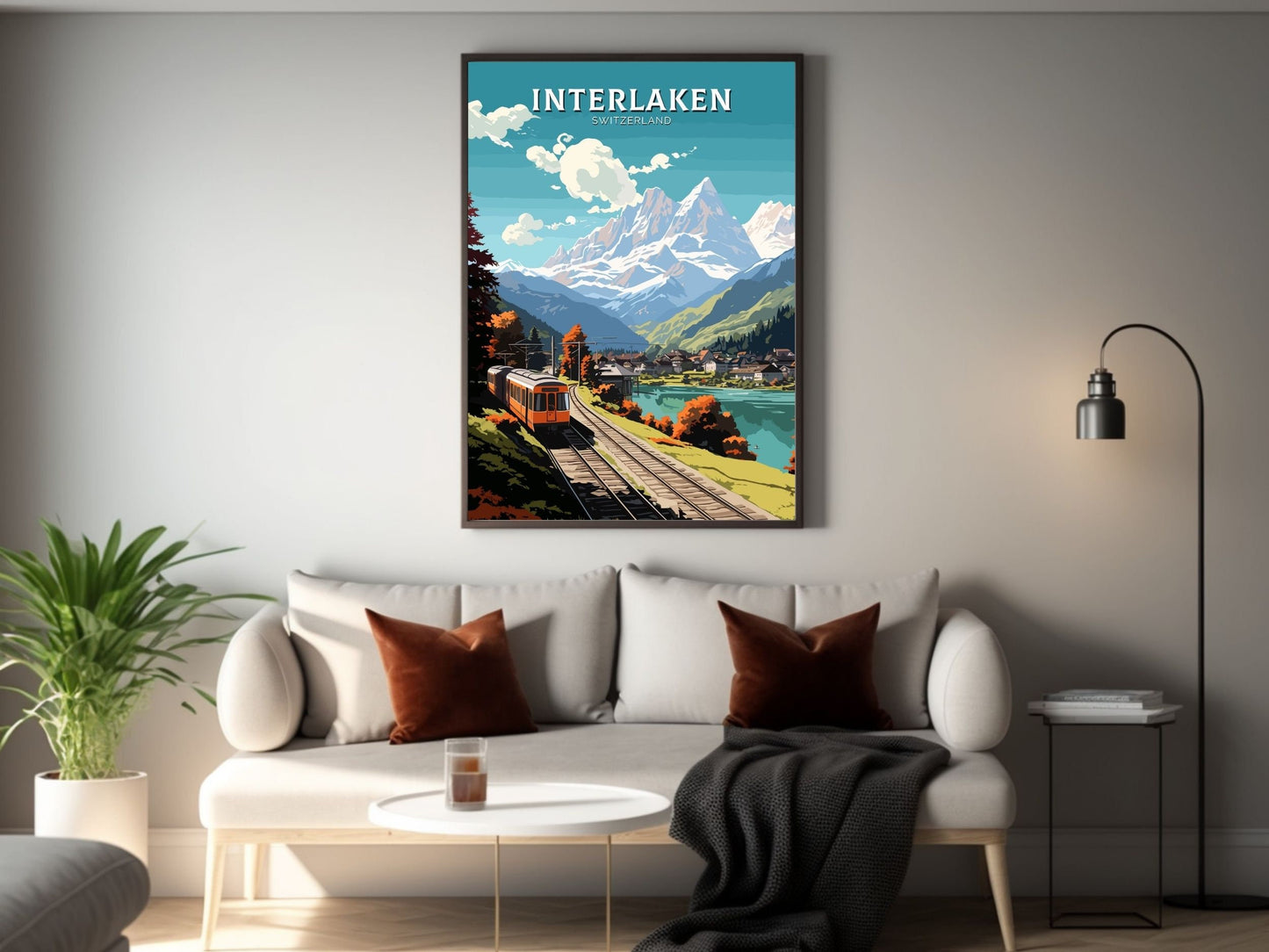 Interlaken Travel Poster | Interlaken Print | Interlaken Illustration | Interlaken Wall Art | Switzerland Print | Interlaken Art | ID 675