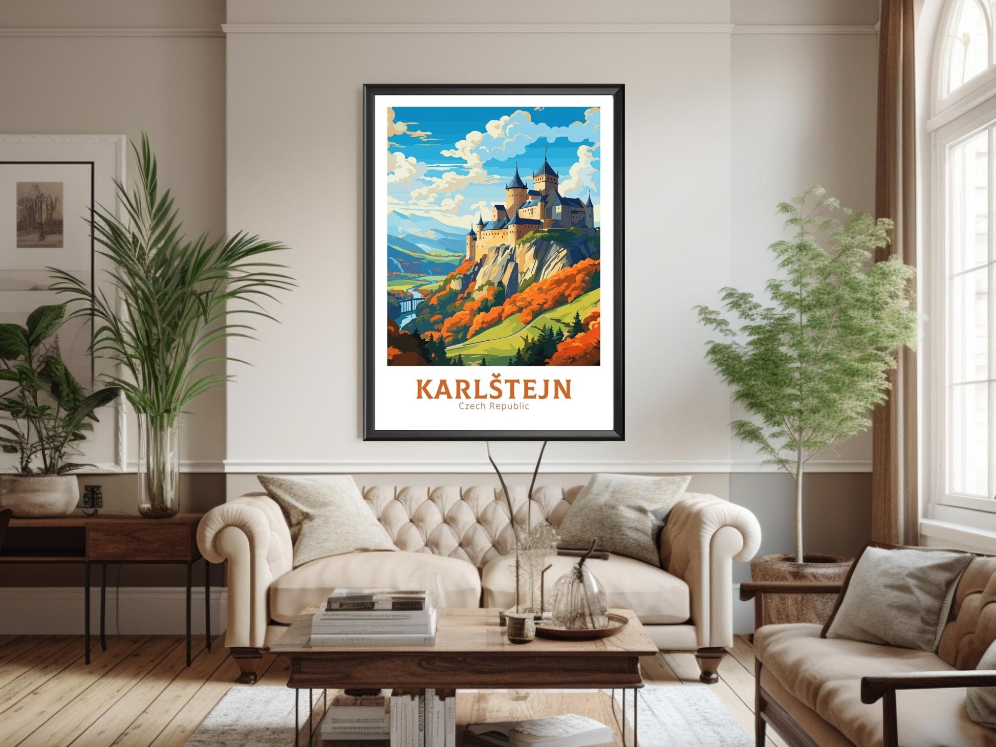 Karlštejn Print | Karlštejn Poster | Karlštejn Illustration | Karlštejn Castle Wall Art | Czechia Print | Karlštejn Castle Poster | ID 657