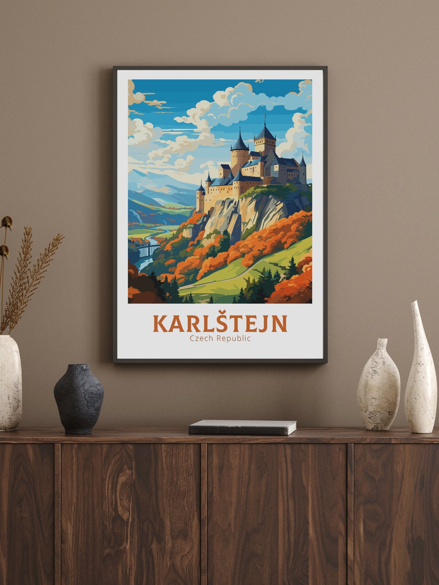 Karlštejn Print | Karlštejn Poster | Karlštejn Illustration | Karlštejn Castle Wall Art | Czechia Print | Karlštejn Castle Poster | ID 657