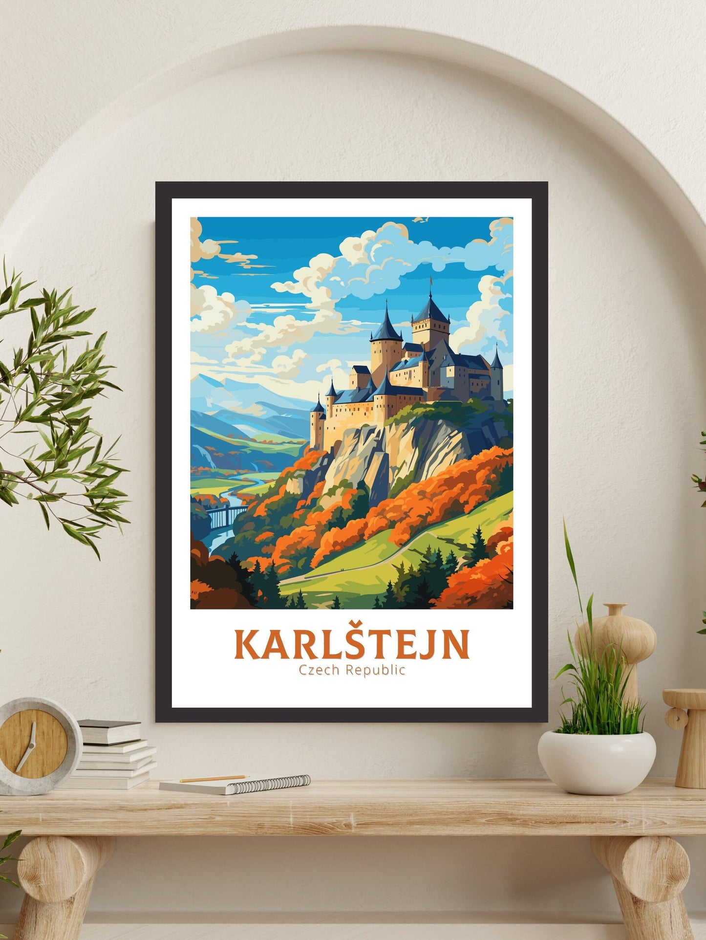 Karlštejn Print | Karlštejn Poster | Karlštejn Illustration | Karlštejn Castle Wall Art | Czechia Print | Karlštejn Castle Poster | ID 657