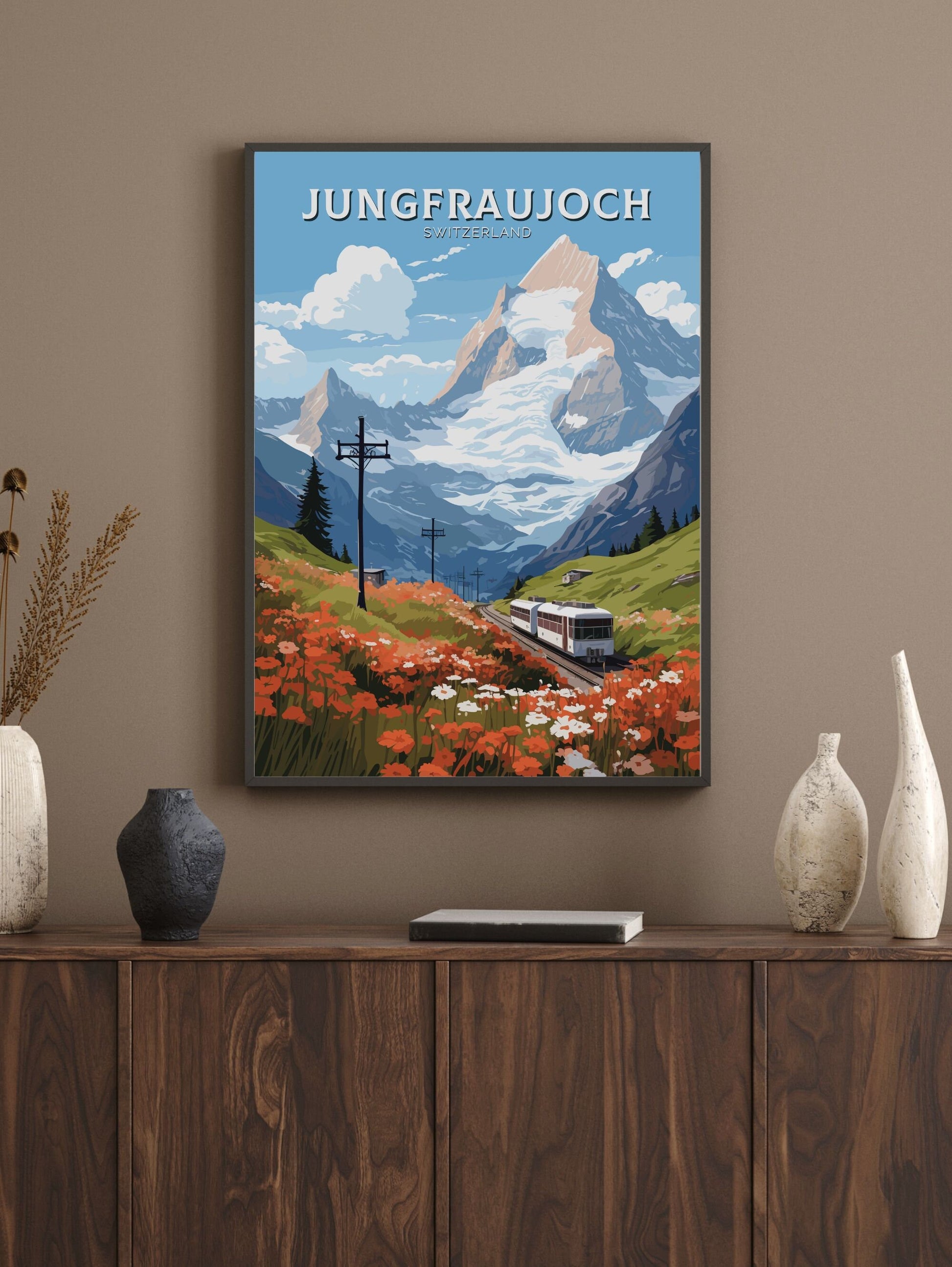 Jungfraujoc Poster | Jungfraujoc Print | Jungfraujoc Illustration | Jungfraujoc Wall Art | Switzerland Print | Jungfraujoc Artwork | ID 676