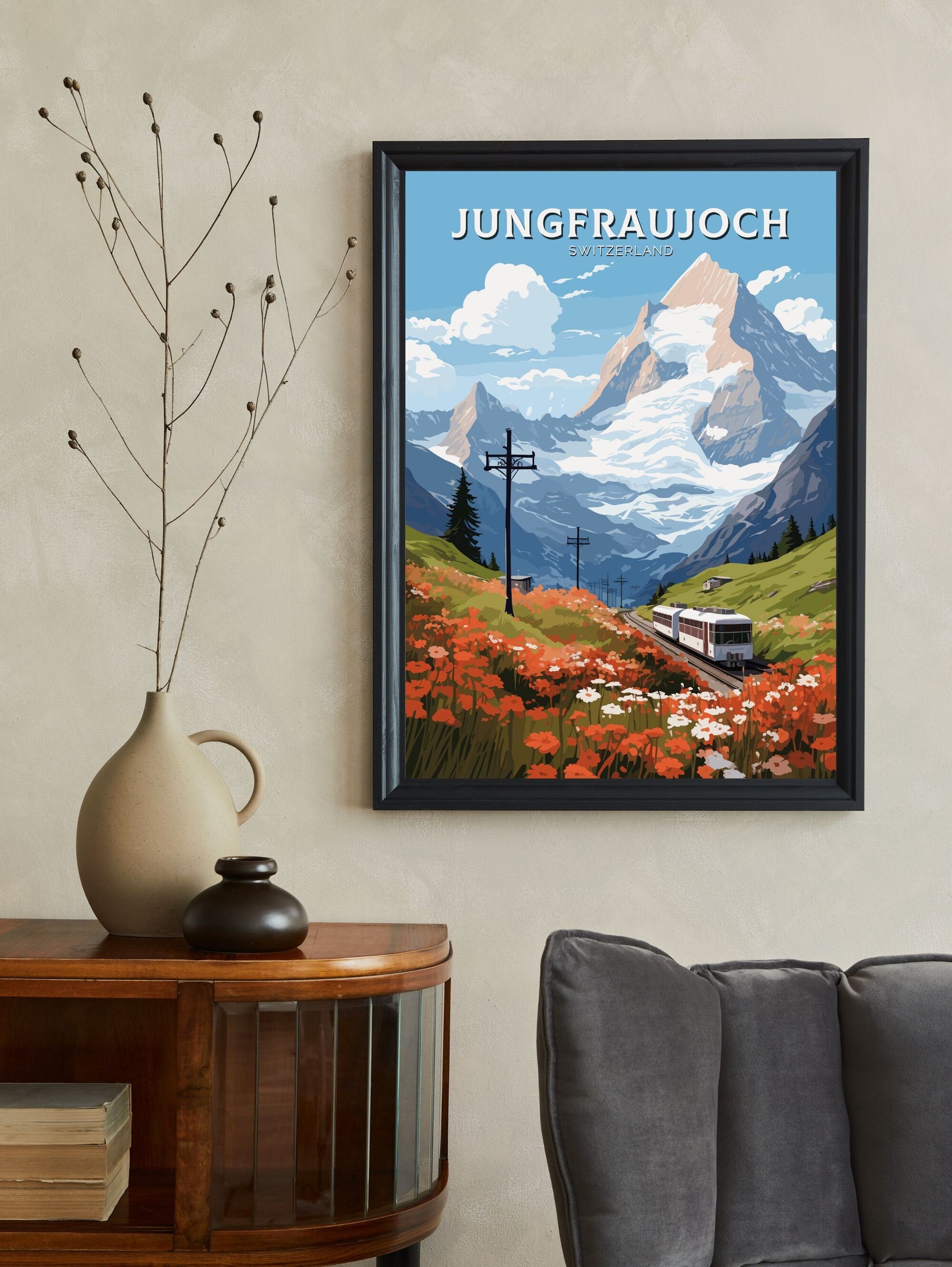 Jungfraujoc Poster | Jungfraujoc Print | Jungfraujoc Illustration | Jungfraujoc Wall Art | Switzerland Print | Jungfraujoc Artwork | ID 676