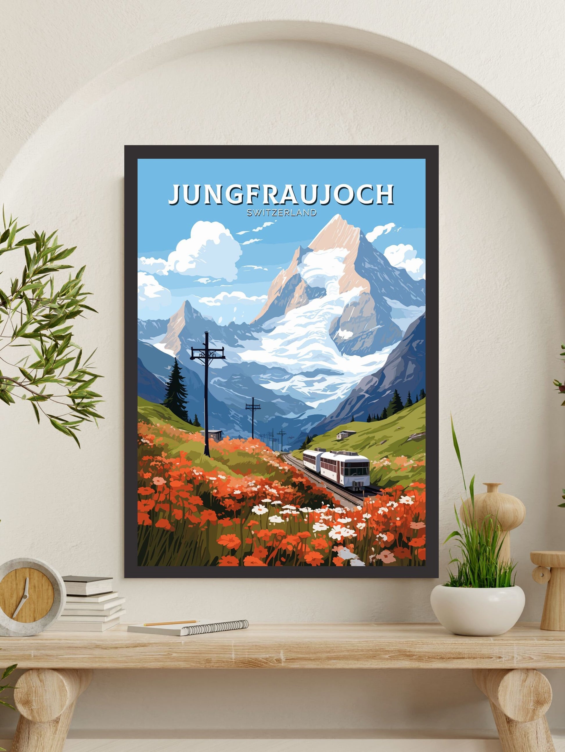 Jungfraujoc Poster | Jungfraujoc Print | Jungfraujoc Illustration | Jungfraujoc Wall Art | Switzerland Print | Jungfraujoc Artwork | ID 676