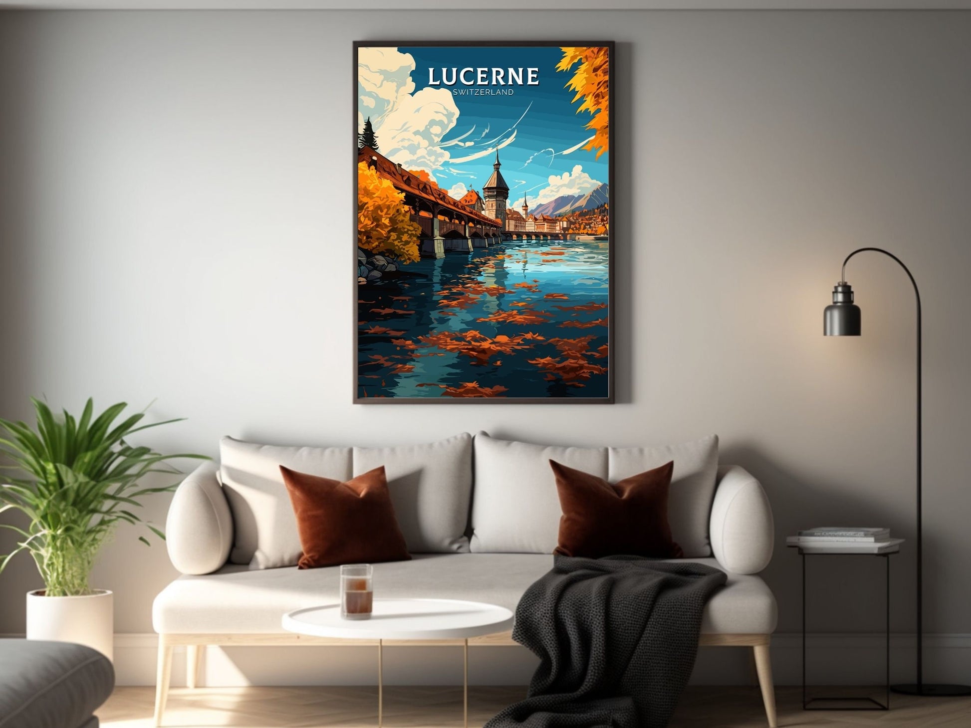 Lucerne Travel Poster | Lucerne Travel Print | Lucerne Illustration | Lucerne Wall Art | Switzerland Print | Lucerne Artwork | ID 678