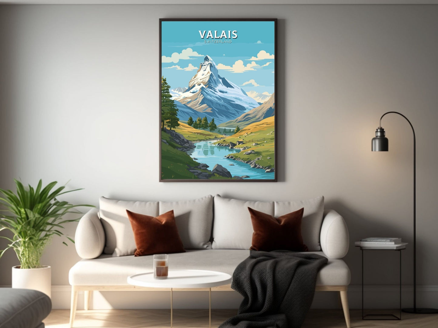 Valais Travel Poster | Valais Travel Print | Valais Illustration | Valais Wall Art | Switzerland Print | Valais Artwork | Valais Art ID 679