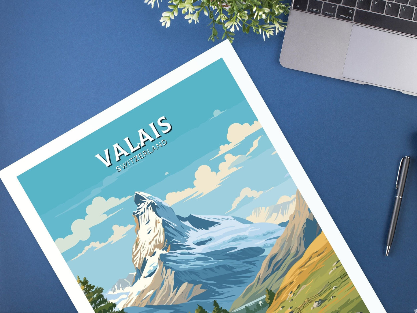 Valais Travel Poster | Valais Travel Print | Valais Illustration | Valais Wall Art | Switzerland Print | Valais Artwork | Valais Art ID 679